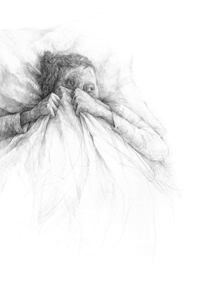 Stefan Zsaitsits Drawing Zeichnung Bett Bed