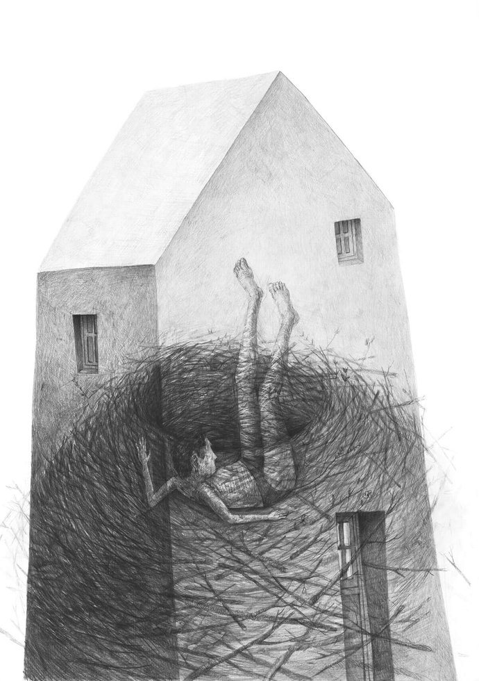 Stefan Zsaitsits Drawing Zeichnung Haus House