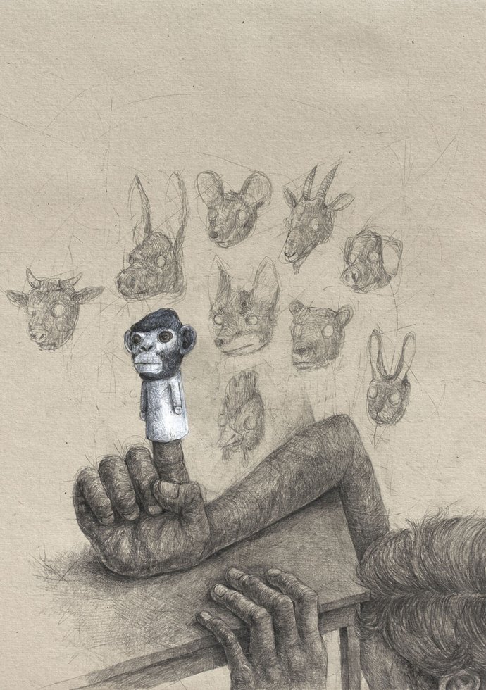 Stefan Zsaitsits Drawings Zeichnung Fingerpupp Finger Puppet