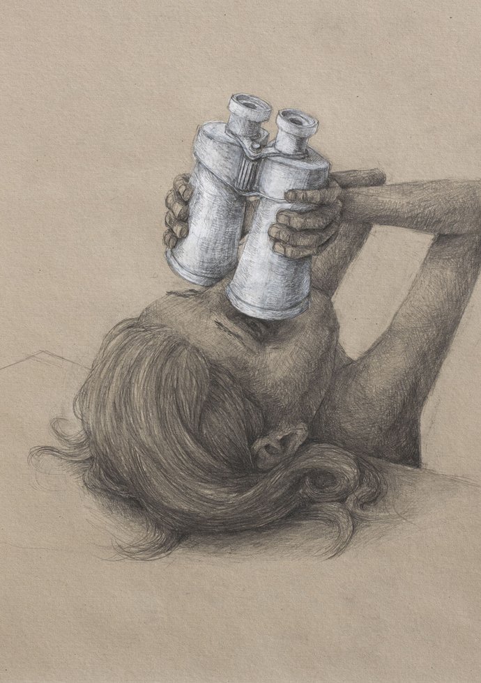 Stefan Zsaitsits Drawing Zeichnung binoculars