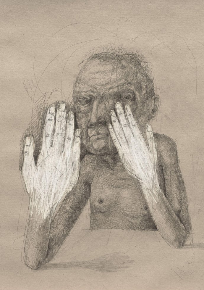 Stefan Zsaitsits Drawing Zeichnung Weiße Hände White Hands