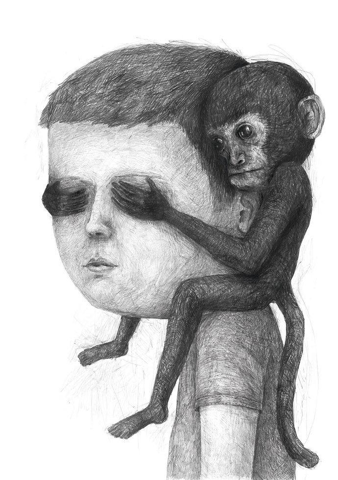 Stefan Zsaitsits Drawings Zeichnungen Affe Monkey