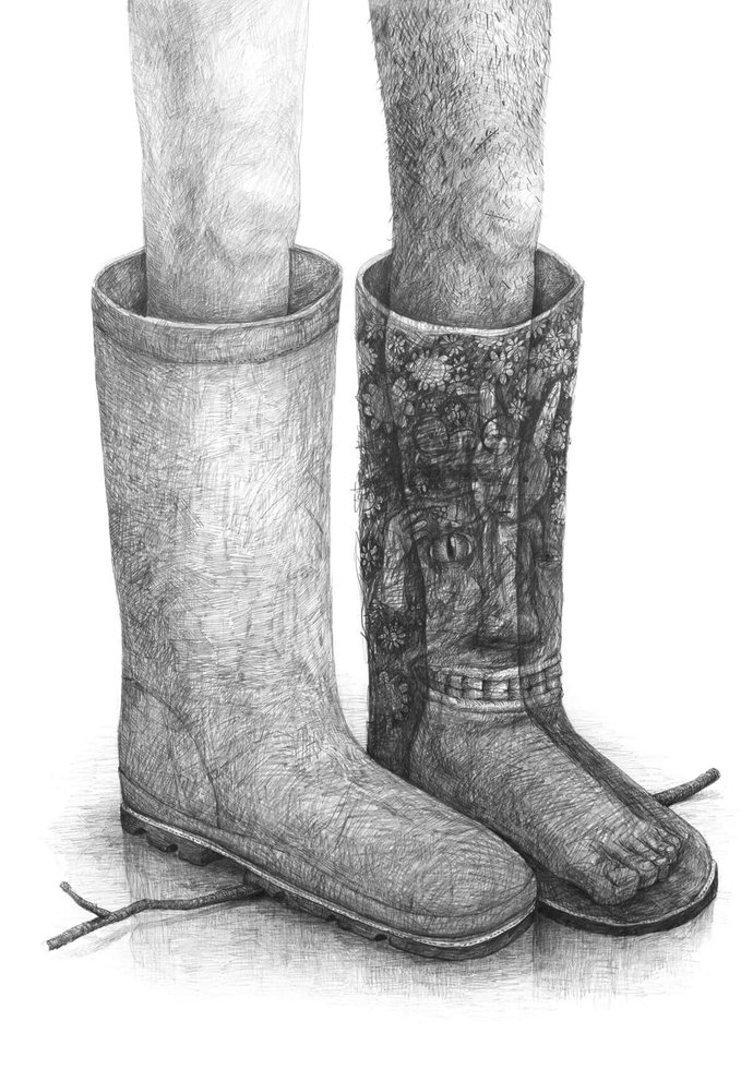 Stefan Zsaitsits Drawing Zeichnung Mein böses Bein My evil Leg
